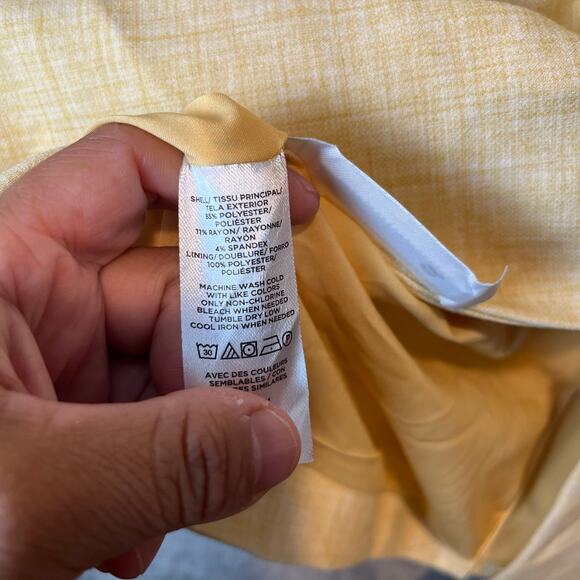 Ann Taylor Crosshatch Long Blazer Size 0 Yellow New Office Work Career - Picture 7 of 7